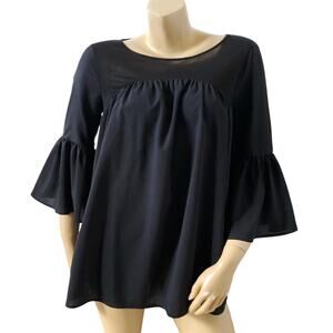 FRENCH CONNECTION Womens Size Medium Black Bell Sleeve Scoop Neck Shirt Top